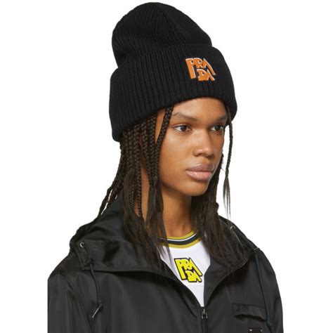 prada black ribbed wool hat|Prada hats.